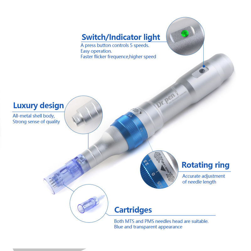 Dr Pen Ultima A6 Elektrische microneedle roller voor lippen 1/3/7/9/12/24/36/42/nano-naalden